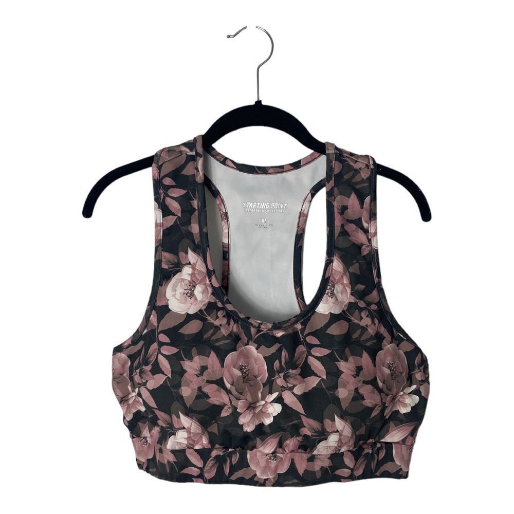 Starting Point XL Floral Racerback Sports Bra – Purple Print